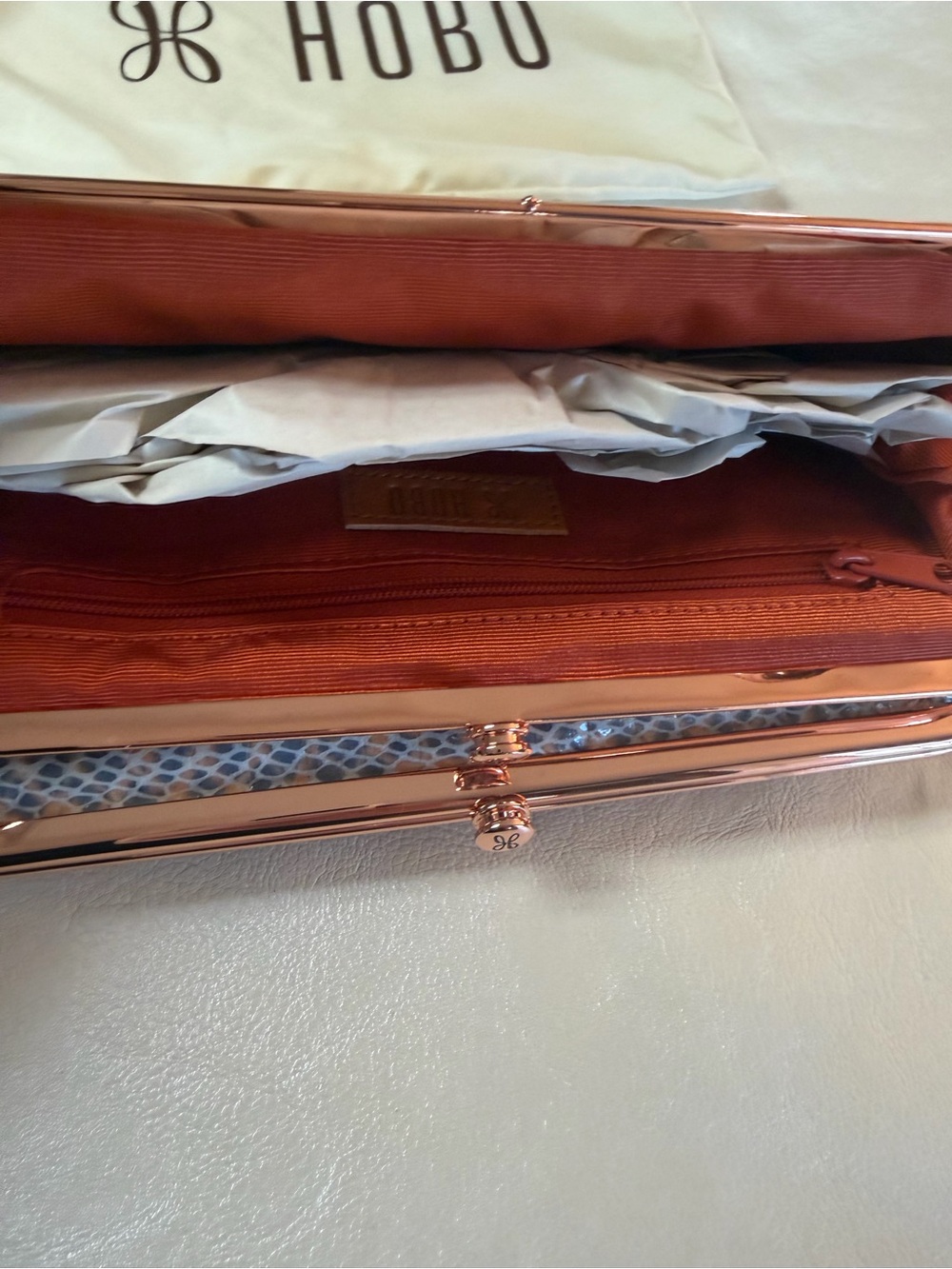 HOBO Blue and Orange Snakeskin-Pattern Clutch Wallet - Picture 6 of 11